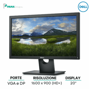 Monitor 20" Dell, E2016H, 1600 x 900, 60Hz, 5ms, Black, Ricondizionato Grado A