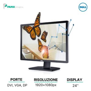 Monitor DELL U2412MB, 24" Full HD IPS, 60Hz VGA DVI DisplayPort, full HD 1920x1080, Ricondizionato Grado A