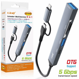 Extender Multifunzione 8 in 1 LinQ IT7948 USB-C + USB 3.0 Audio SD/TF 5Gbps OTG