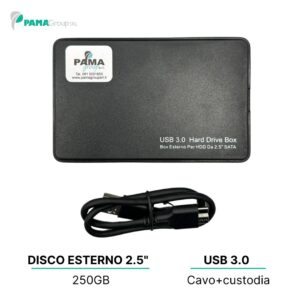 Hard disk Esterno da 250 Gb da 2,5" Portatile interno USB 3.0 per Notebook, pc, Desktop, archiviazione dati, supporto esterno, completo di cavo usb e custodia, Ricondizionato Grado A
