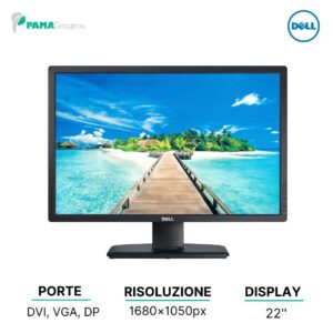 Monitor Dell P2213T, LCD LED Blacklit IPS 22", 16:10 VGA DVI DP, 1680x1050, Ricondizionato Grado A