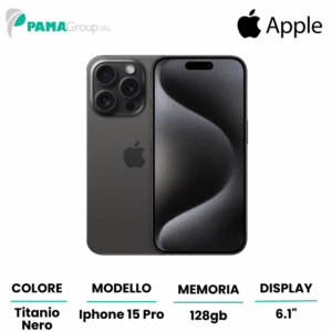 Apple iPhone 15 pro 128gb Titanio nero, Ricondizionato Grado A