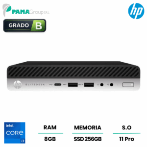 Pc Hp 800 G3 DM mini, Core i7 6700T 2,80 ghz, ram 8gb, 256gb ssd, Win 11 pro, Ricondizionato Grado B
