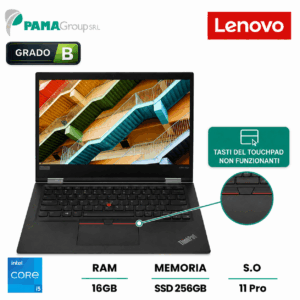 Lenovo thinkpad x390 YOGA, Core i5 8365U 1.9 GHz, 16GB DDR4, 256GB SSD, 13.3" 1920 x 1080 pixel, Touchscreen, Ricondizionato Grado B
