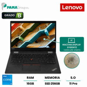 Lenovo thinkpad x390, Core i5 8365U 1.9 GHz, 16GB DDR4, 256GB SSD, 13.3" 1920 x 1080 pixel,Touchscreen, Ricondizionato Grado B