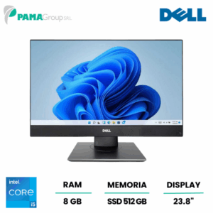 All In One tutto in uno Dell 7490, Core i5-10600, Ram 8GB,  SSD 512GB, Webcam, Display 23.8" 1920x1080 fullHd, Windows 11 pro, Ricondizionato Grado A