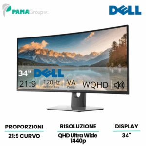 Dell UltraSharp U3417W Monitor Curvo 34" WQHD 3440x1440 2K Ricondizionato Grado A