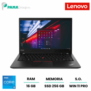 Notebook Lenovo T490, Core i5-8gen, 16gb ram, Ssd 256gb, Web, Led 14", Windows 11 pro, Ricondizionato Grado A